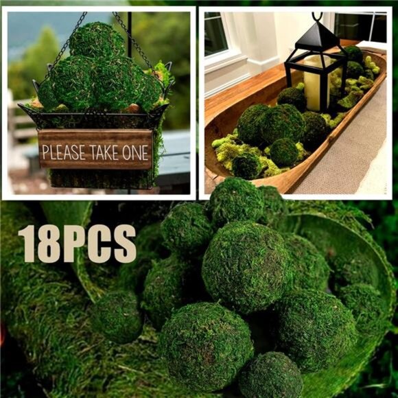 Moss Balls, 18 PCS Decorative Balls for Centerpiece Bowls Natural Dried Balls - Picture 4 of 8